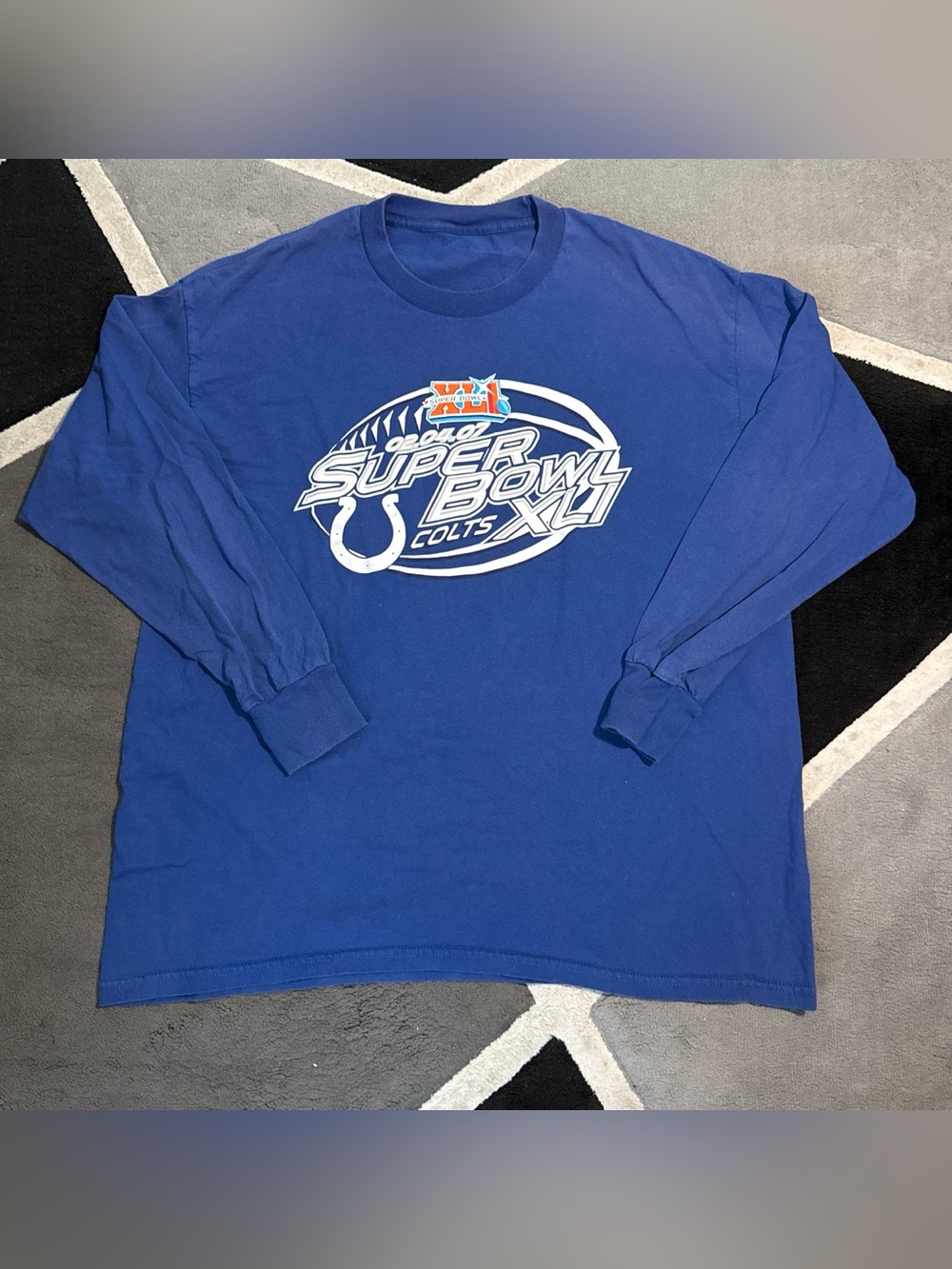 Super Bowl XLI 2007 Indianapolis Colts blue long sleeve tee
